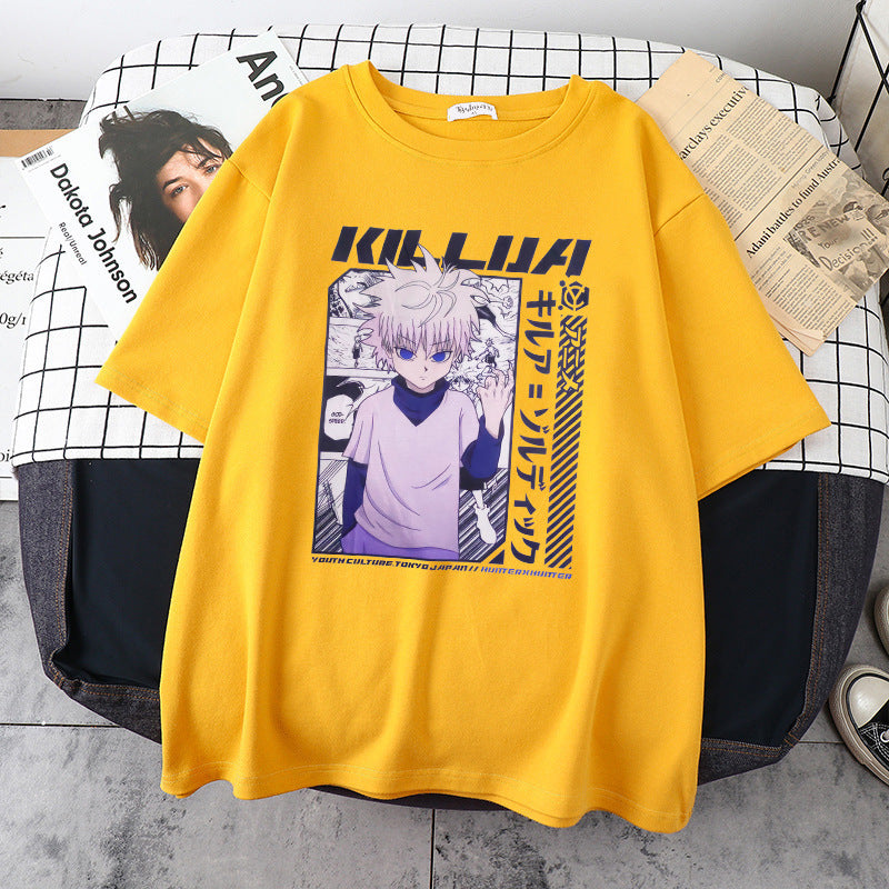 2022 new products in stock one piece animation foreign trade cross-border European and American printing round neck loose men's and women's T-shirt short-sleeved