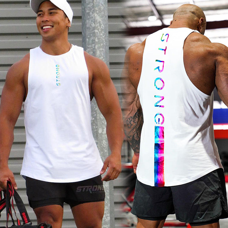 2021 summer new trend fitness outdoor sports vest muscle fitness brother loose cotton sleeveless shirt