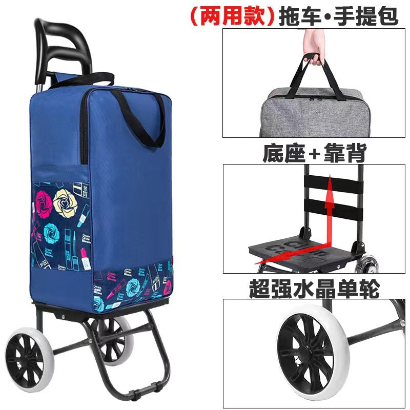 Home Portable Folding Shopping Cart Grocery Shopping Small Cart Trailer Trolley Car Stair Climbing Hand Cart Luggage Cart Cart