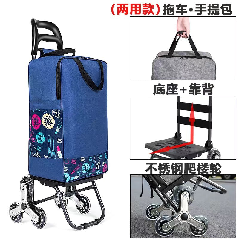 Home Portable Folding Shopping Cart Grocery Shopping Small Cart Trailer Trolley Car Stair Climbing Hand Cart Luggage Cart Cart