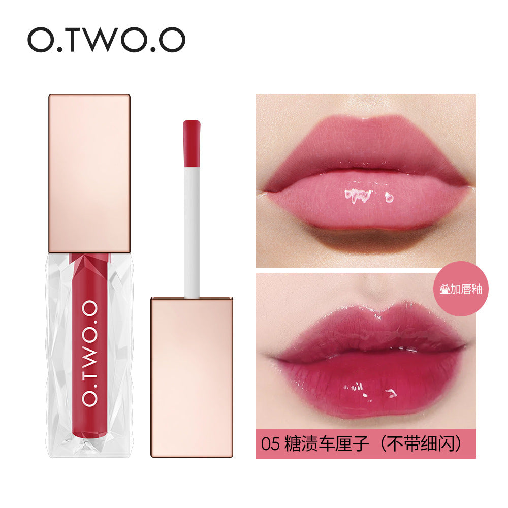 O.TWO.O Clear Berry Ice Crystal Lip Gloss Water Light Glass Transparent Toot Lip Gloss Lasting No Fading 1014