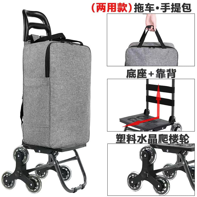 Home Portable Folding Shopping Cart Grocery Shopping Small Cart Trailer Trolley Car Stair Climbing Hand Cart Luggage Cart Cart