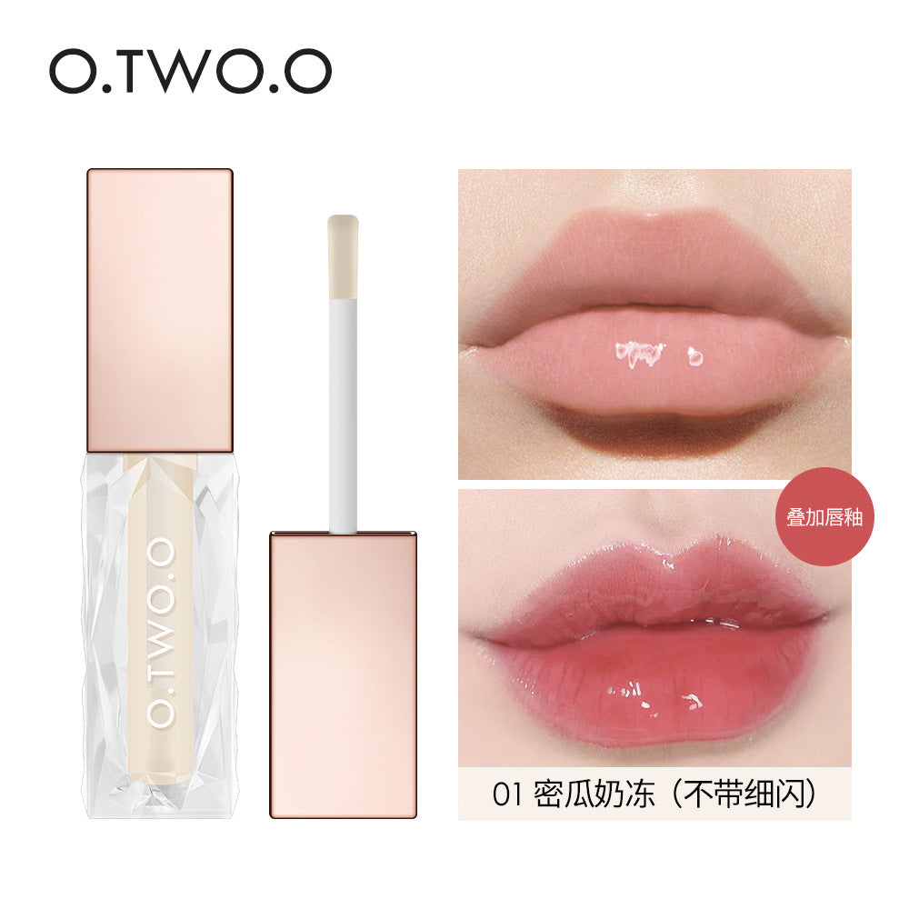 O.TWO.O Clear Berry Ice Crystal Lip Gloss Water Light Glass Transparent Toot Lip Gloss Lasting No Fading 1014