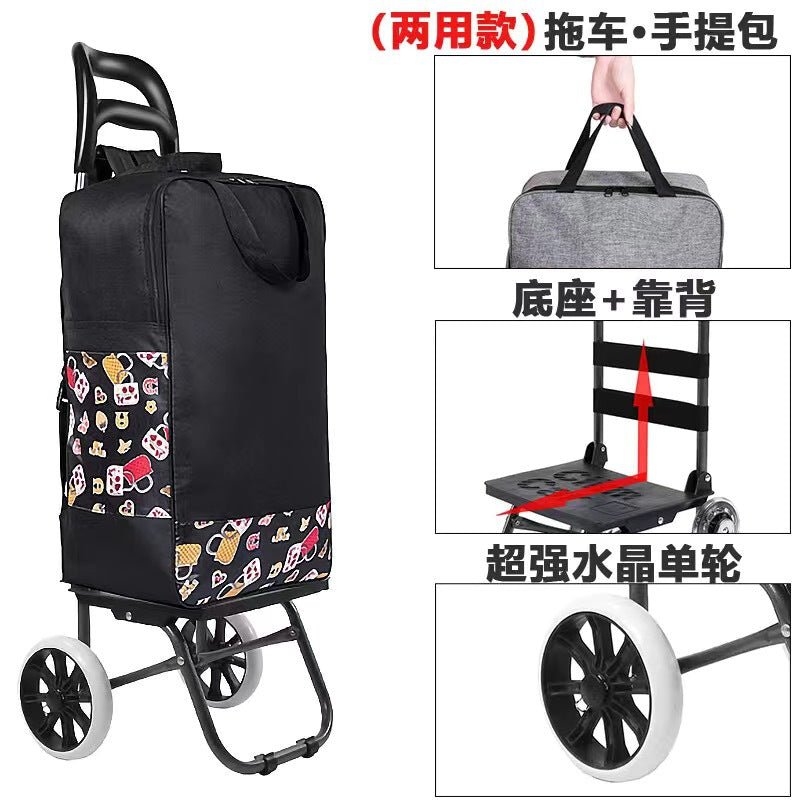 Home Portable Folding Shopping Cart Grocery Shopping Small Cart Trailer Trolley Car Stair Climbing Hand Cart Luggage Cart Cart