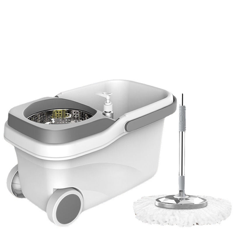 Thickened pulley double drive mop barrel rotating stainless steel dry mop household mop free hand wash dry and wet dual-use