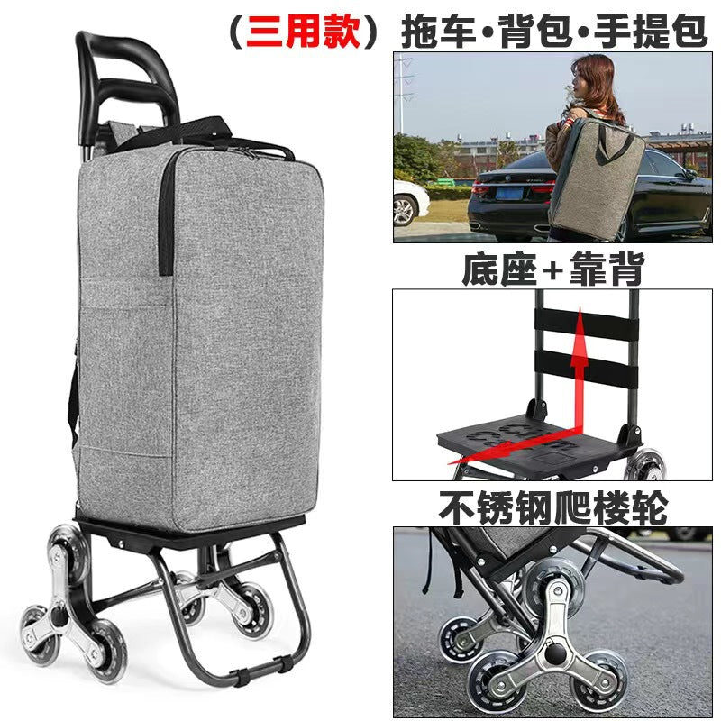 Home Portable Folding Shopping Cart Grocery Shopping Small Cart Trailer Trolley Car Stair Climbing Hand Cart Luggage Cart Cart