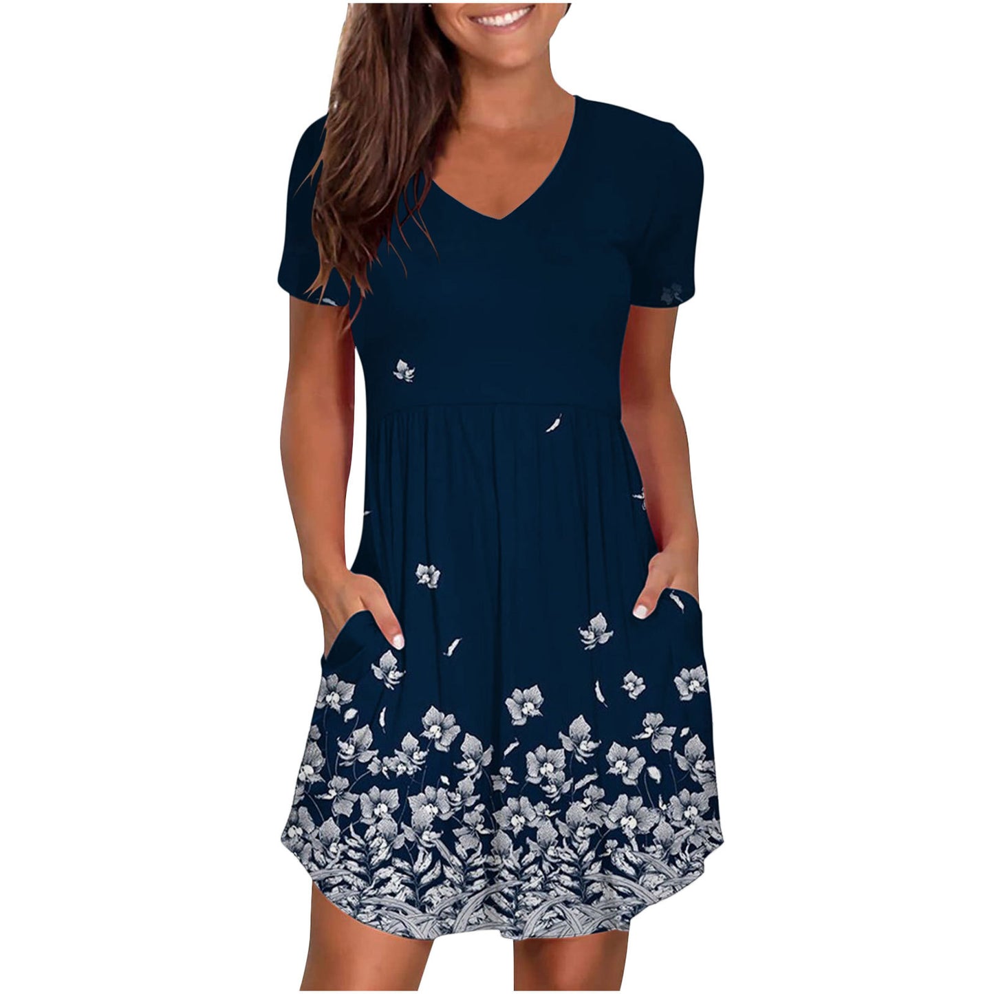 European and American women's new Wish Amazon ebay cross-border V-neck printing fashionable and novel dress spot