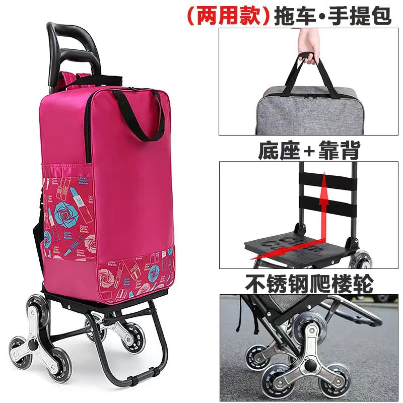 Home Portable Folding Shopping Cart Grocery Shopping Small Cart Trailer Trolley Car Stair Climbing Hand Cart Luggage Cart Cart