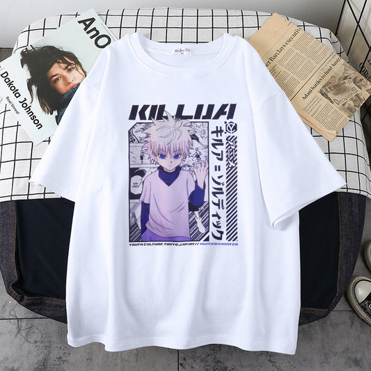 2022 new products in stock one piece animation foreign trade cross-border European and American printing round neck loose men's and women's T-shirt short-sleeved