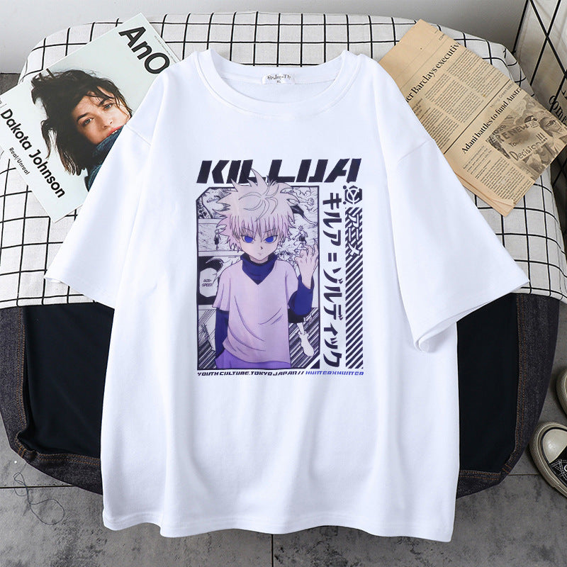 2022 new products in stock one piece animation foreign trade cross-border European and American printing round neck loose men's and women's T-shirt short-sleeved