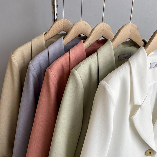 Orange Zhi 2021 Spring Solid Color Suit Jacket Women's Single Button Loose Hong Kong Style Korean Casual Suit Top 13717