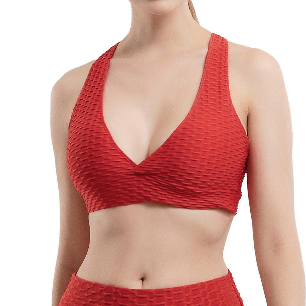 cross-border jacquard bubble pants high waist yoga pants breathable hip lift sports fitness slimming leggings women