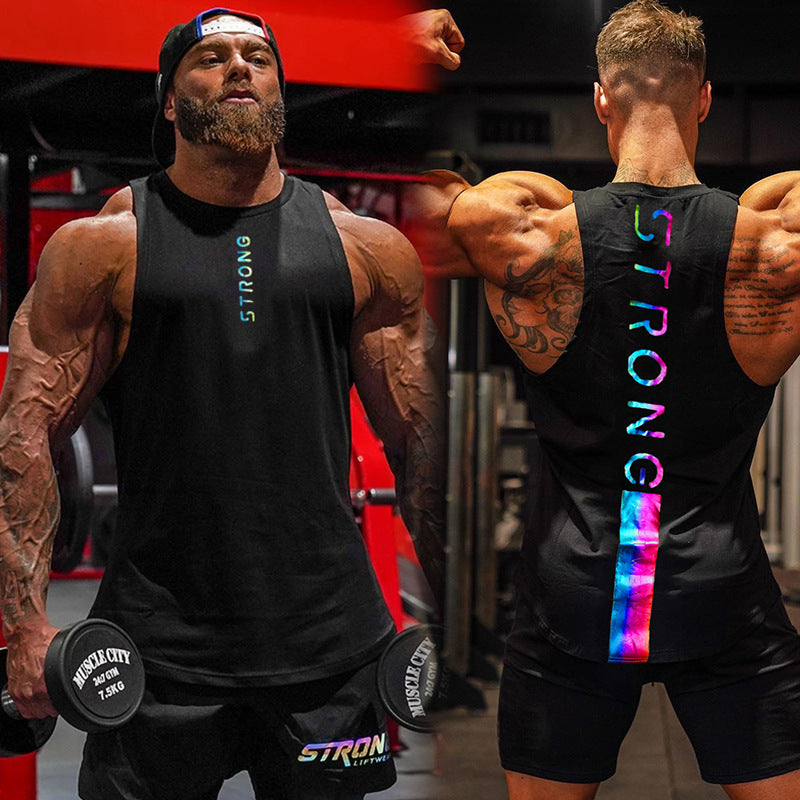 2021 summer new trend fitness outdoor sports vest muscle fitness brother loose cotton sleeveless shirt