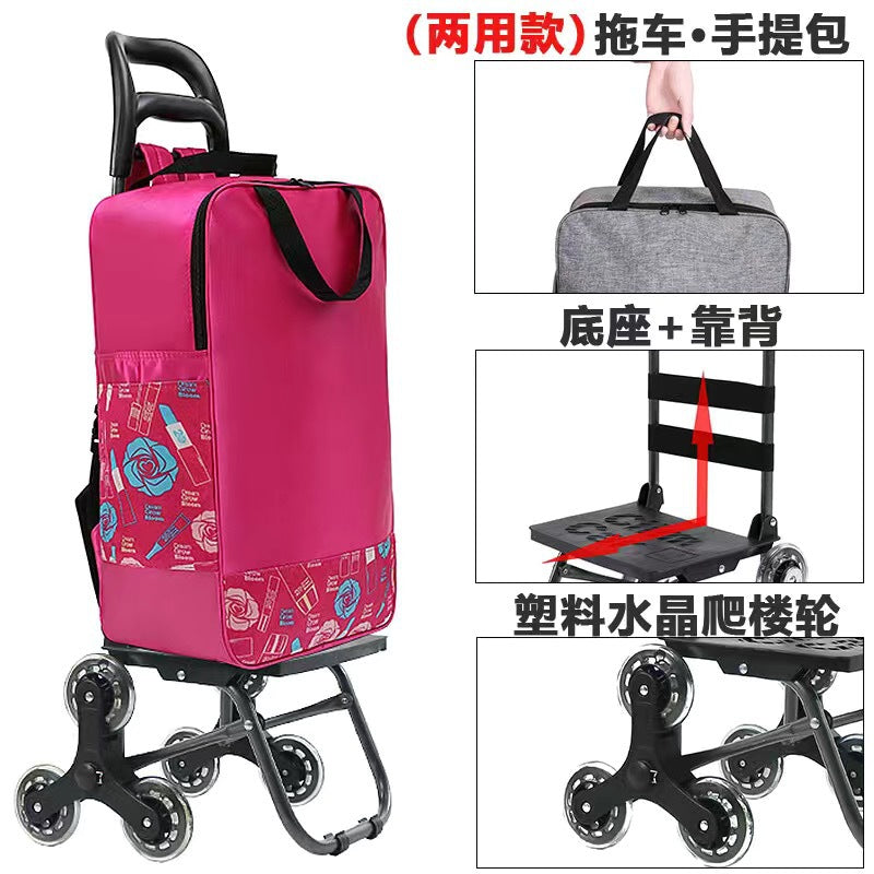 Home Portable Folding Shopping Cart Grocery Shopping Small Cart Trailer Trolley Car Stair Climbing Hand Cart Luggage Cart Cart