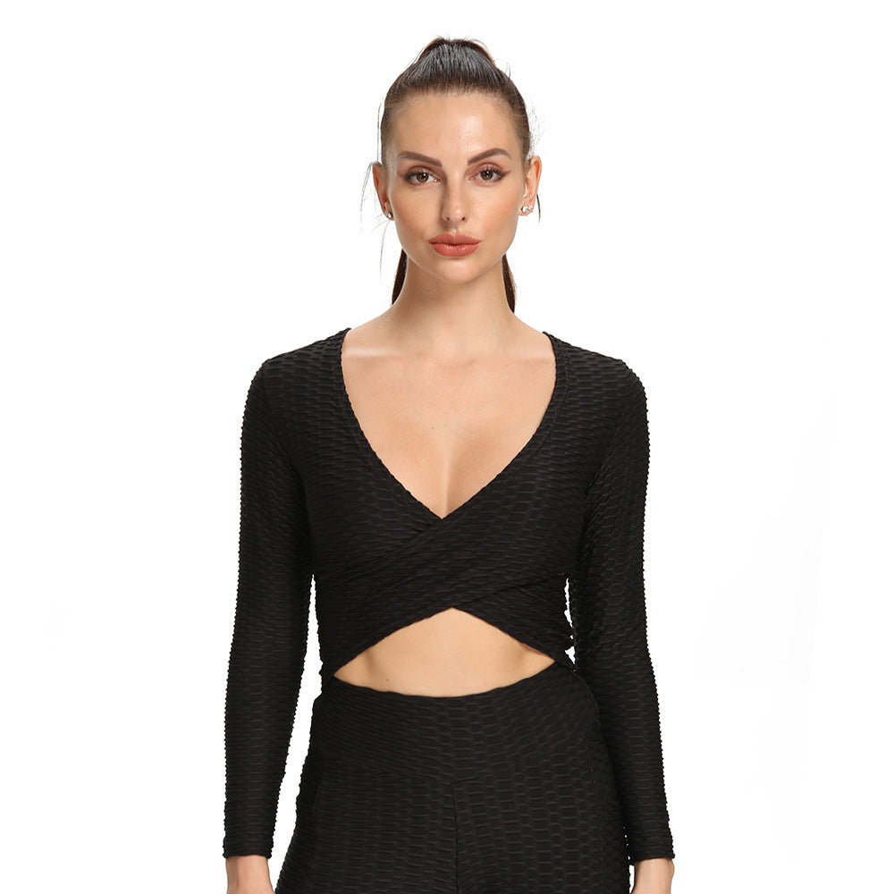 cross-border jacquard bubble pants high waist yoga pants breathable hip lift sports fitness slimming leggings women