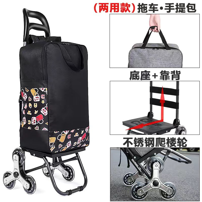 Home Portable Folding Shopping Cart Grocery Shopping Small Cart Trailer Trolley Car Stair Climbing Hand Cart Luggage Cart Cart