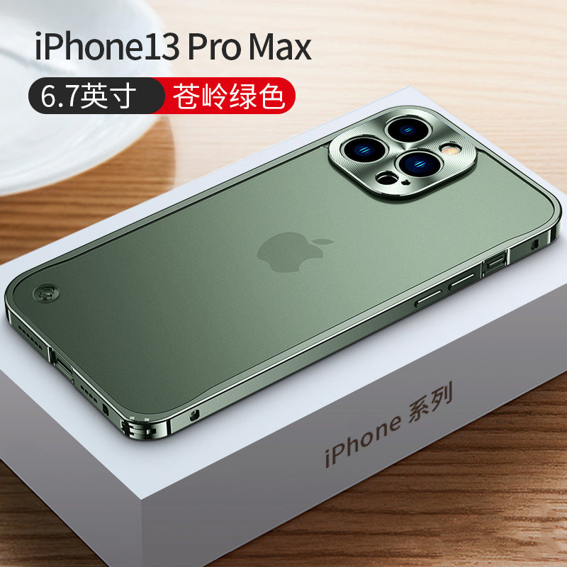 Suitable for iPhone14 mobile phone shell frosted back plate 13 metal frame Apple 12 hippocampus buckle all-inclusive protective cover factory