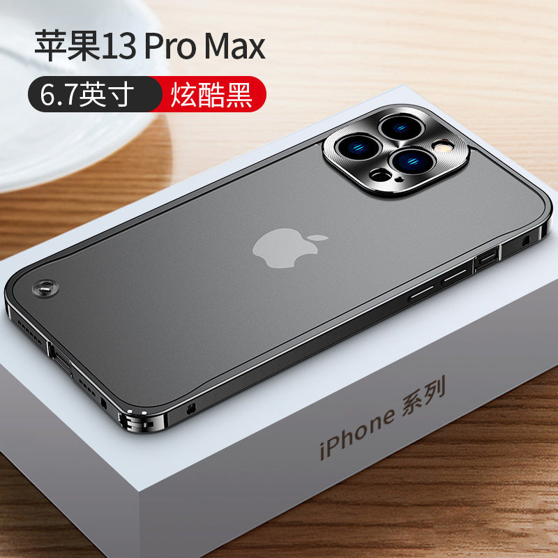 Suitable for iPhone14 mobile phone shell frosted back plate 13 metal frame Apple 12 hippocampus buckle all-inclusive protective cover factory