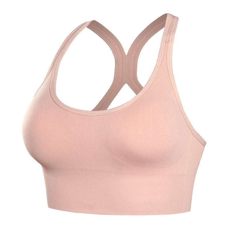 Cross-border preferred fashion sports seamless wrap chest wide shoulder straps bottoming girls gather yoga shockproof anti-shock tube top