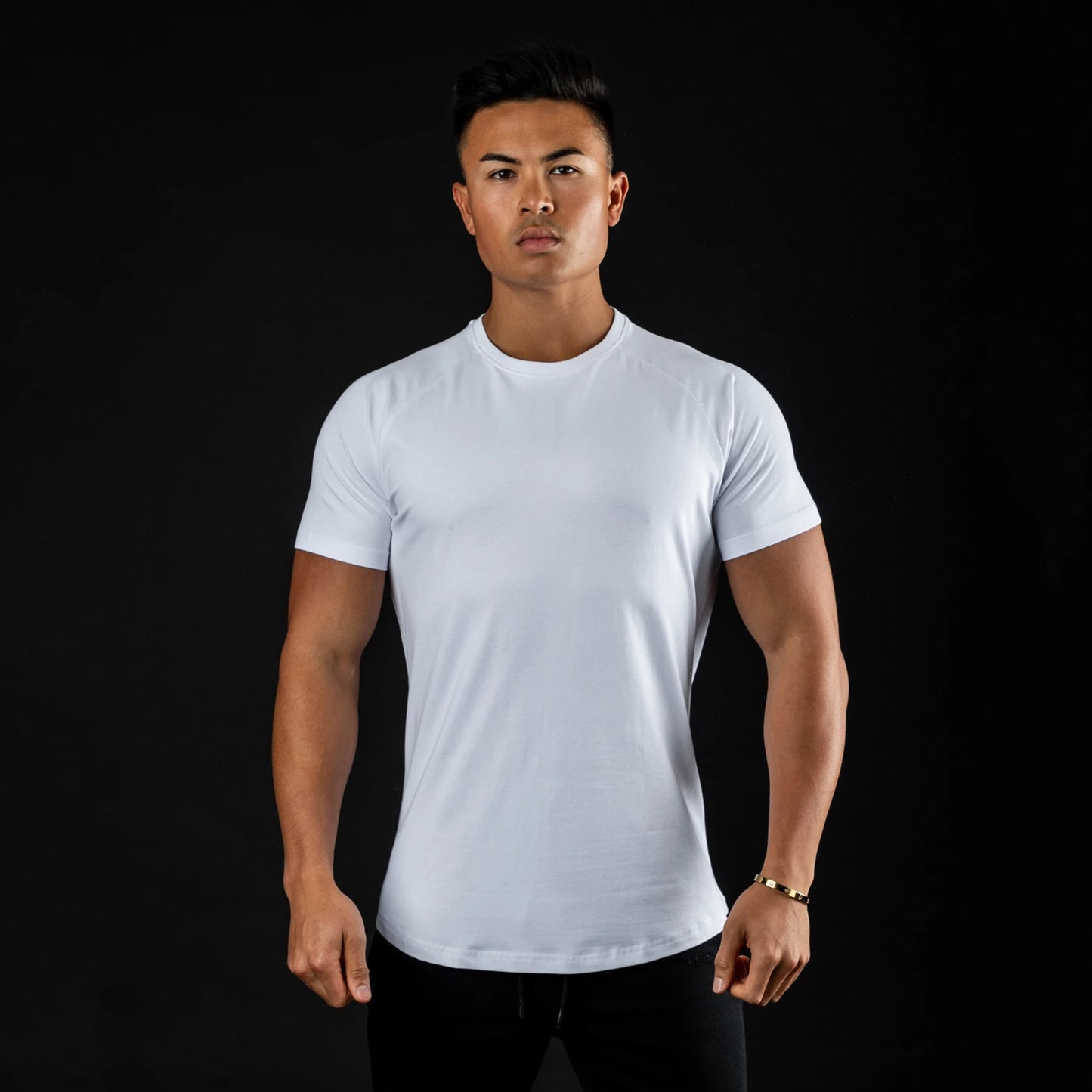 New muscle fitness brother sports men's T-shirt summer round neck cotton running short-sleeved top casual hair