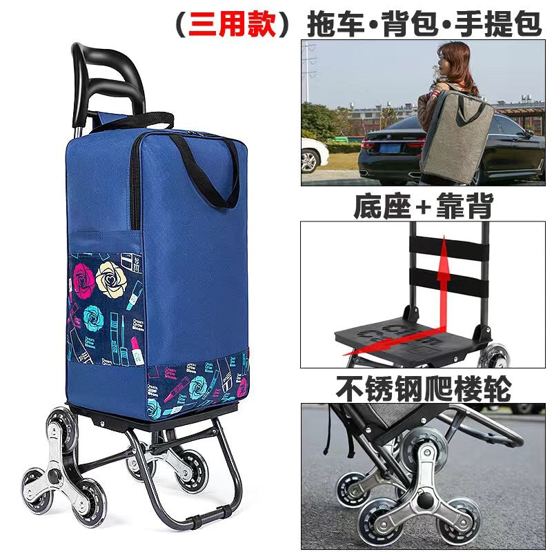 Home Portable Folding Shopping Cart Grocery Shopping Small Cart Trailer Trolley Car Stair Climbing Hand Cart Luggage Cart Cart