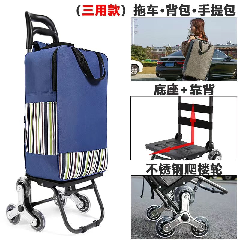 Home Portable Folding Shopping Cart Grocery Shopping Small Cart Trailer Trolley Car Stair Climbing Hand Cart Luggage Cart Cart