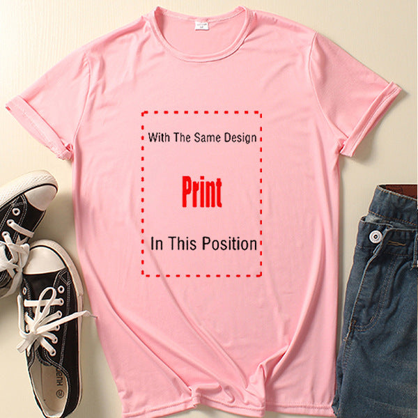 2022 European and American foreign trade new fashion Print English printing round neck loose T-shirt short-sleeved top one piece on behalf of the hair