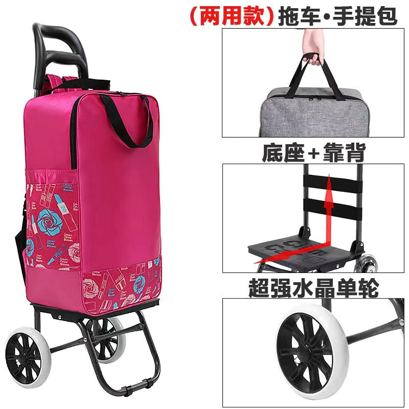 Home Portable Folding Shopping Cart Grocery Shopping Small Cart Trailer Trolley Car Stair Climbing Hand Cart Luggage Cart Cart
