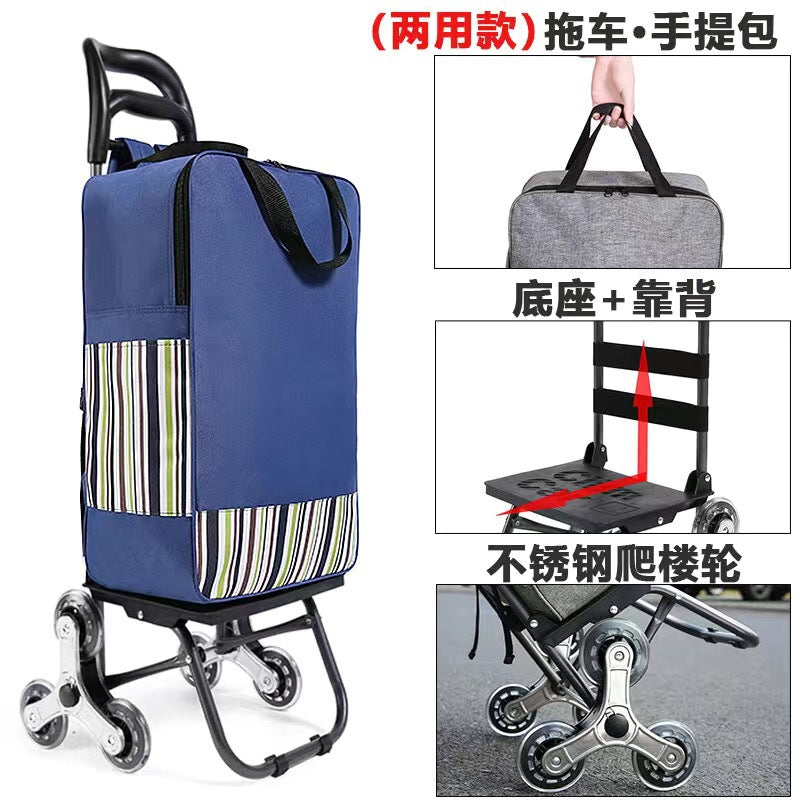 Home Portable Folding Shopping Cart Grocery Shopping Small Cart Trailer Trolley Car Stair Climbing Hand Cart Luggage Cart Cart