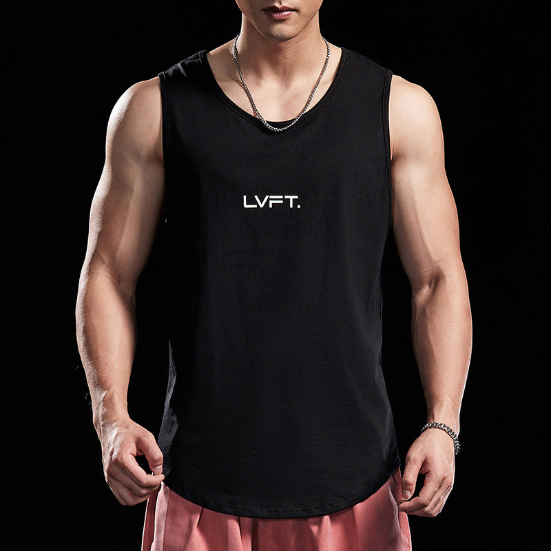 LVFT sports tide brand vest fitness leisure round neck shows muscle I-shaped vest bodybuilding training breathable sleeveless shirt