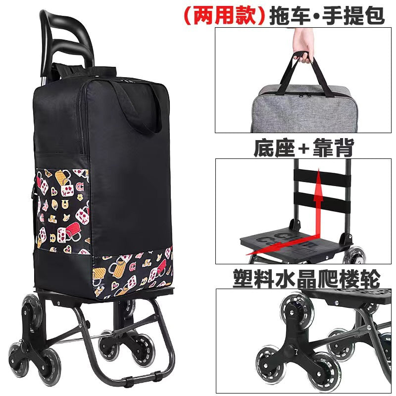 Home Portable Folding Shopping Cart Grocery Shopping Small Cart Trailer Trolley Car Stair Climbing Hand Cart Luggage Cart Cart