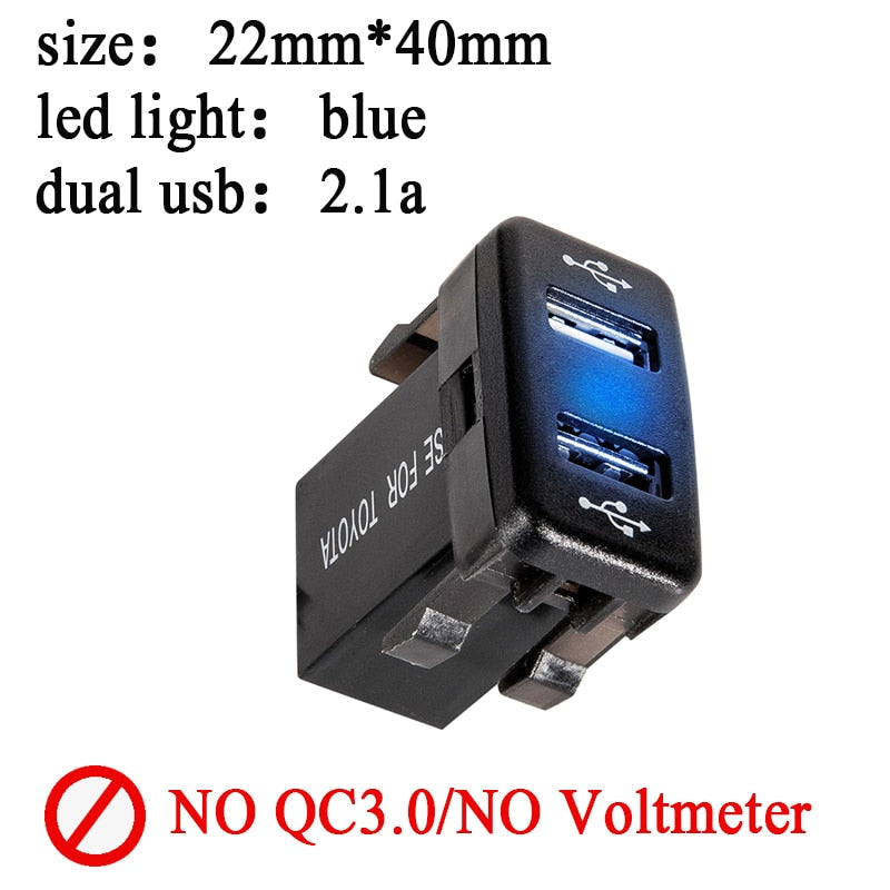 New Dual USB QC Car Socket Charger 12-24V Voltmeter LED Car Accessories Power Adapter For Toyota Quick Charge For Mobile Phone