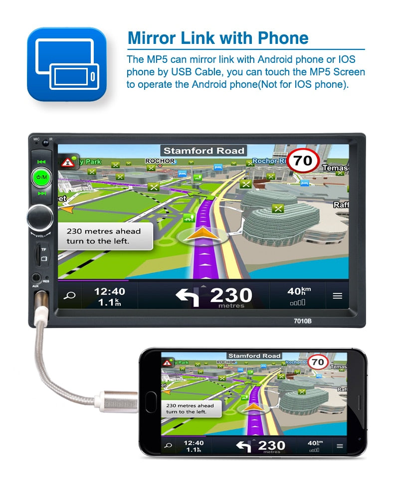 2 Din Car Stereo Bluetooth Autoradio 7" Touch Screen Mirror Link Multimedia Video Player For Toyota KIA Ford VW Skoda