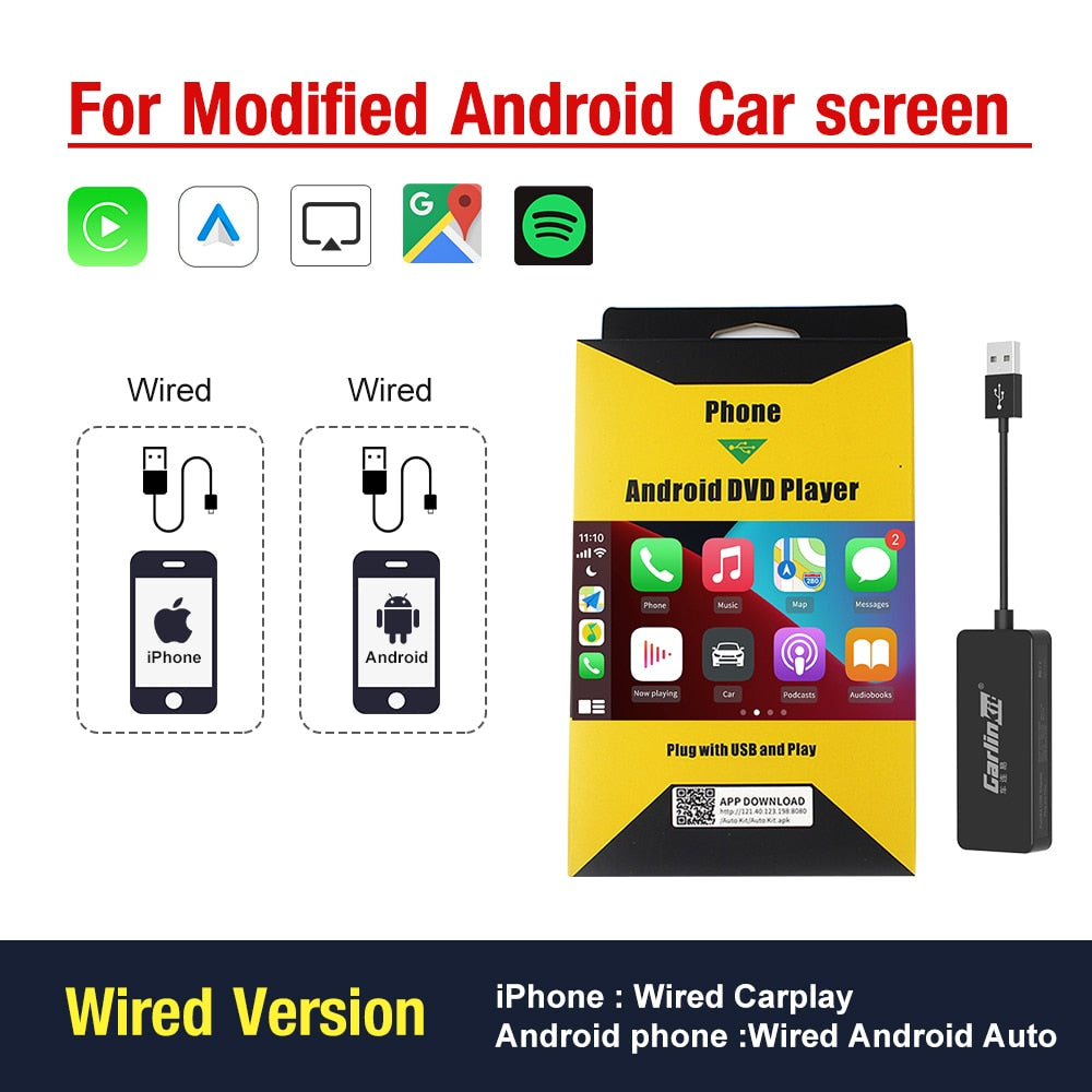 USB Wireless CarPlay Dongle Wired Android Auto AI Box Mirrorlink Car Multimedia Player Bluetooth Auto Connect