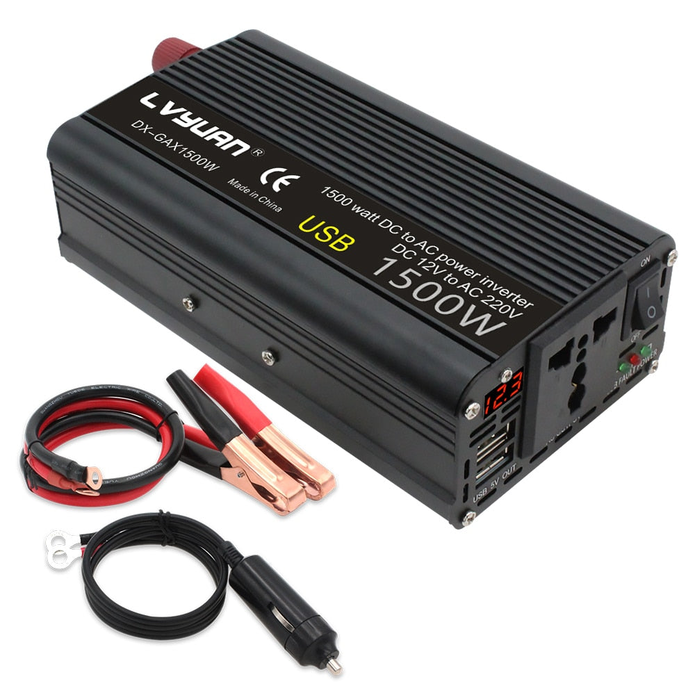 1500W/2000W DC 12V to AC 220V Portable Car Power Inverter Charger Converter Adapter Universal EU Socket Auto accessories
