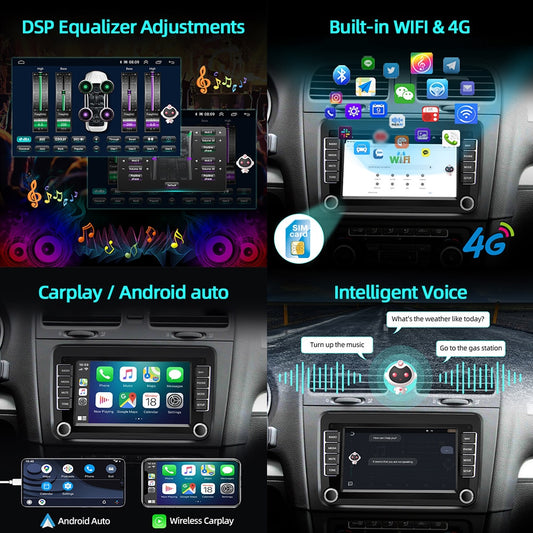 2 Din Android Car Radio GPS 4G WiFi DSP Carplay For VW / Volkswagen Skoda Octavia golf 5 6 touran passat B6 polo Jetta