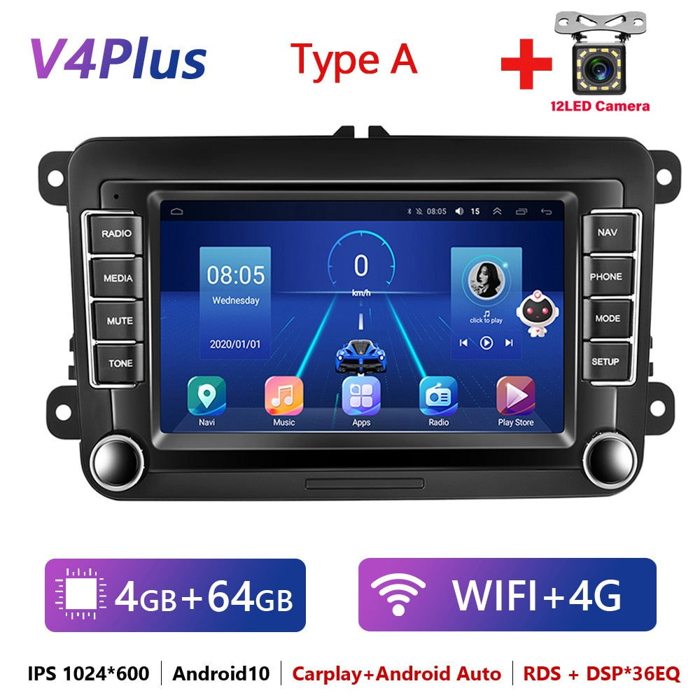 2 Din Android Car Radio GPS 4G WiFi DSP Carplay For VW / Volkswagen Skoda Octavia golf 5 6 touran passat B6 polo Jetta