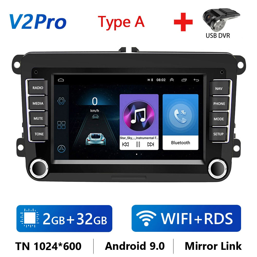 2 Din Android Car Radio GPS 4G WiFi DSP Carplay For VW / Volkswagen Skoda Octavia golf 5 6 touran passat B6 polo Jetta