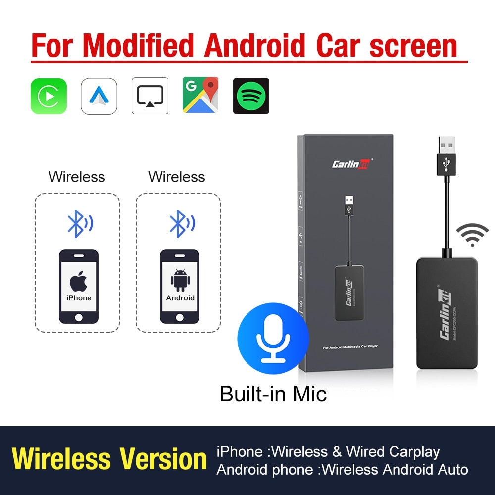 USB Wireless CarPlay Dongle Wired Android Auto AI Box Mirrorlink Car Multimedia Player Bluetooth Auto Connect
