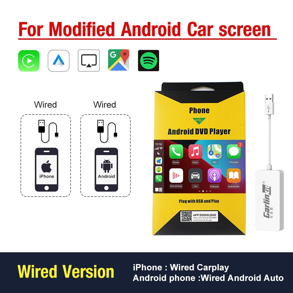 USB Wireless CarPlay Dongle Wired Android Auto AI Box Mirrorlink Car Multimedia Player Bluetooth Auto Connect