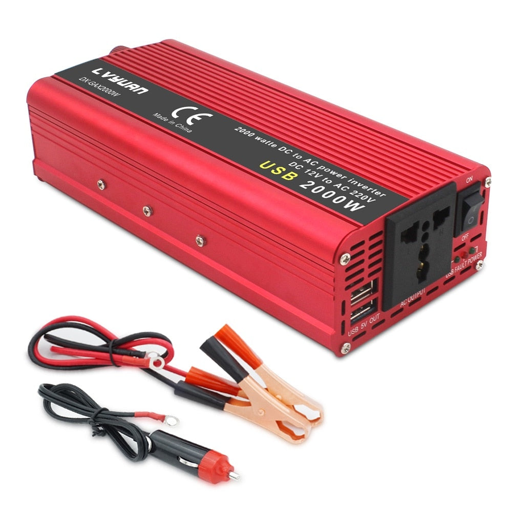 1500W/2000W DC 12V to AC 220V Portable Car Power Inverter Charger Converter Adapter Universal EU Socket Auto accessories