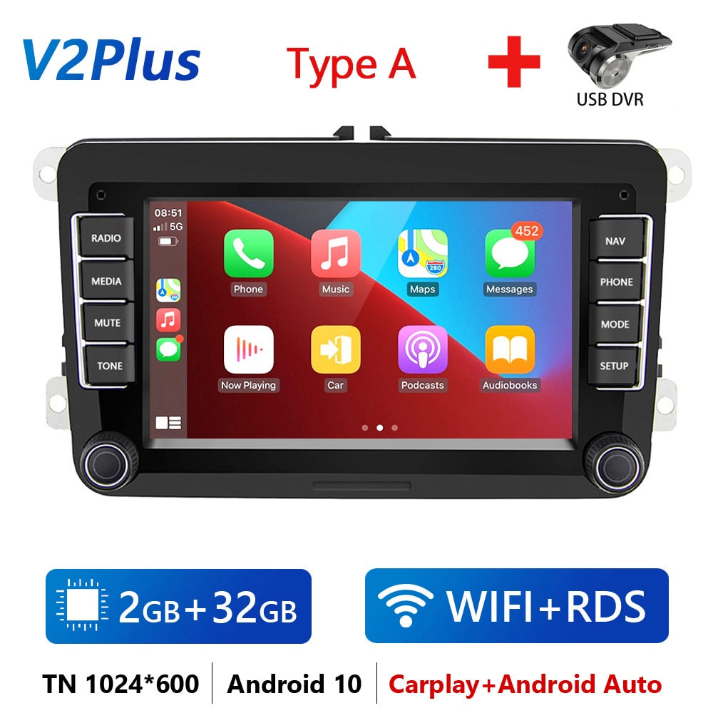 2 Din Android Car Radio GPS 4G WiFi DSP Carplay For VW / Volkswagen Skoda Octavia golf 5 6 touran passat B6 polo Jetta