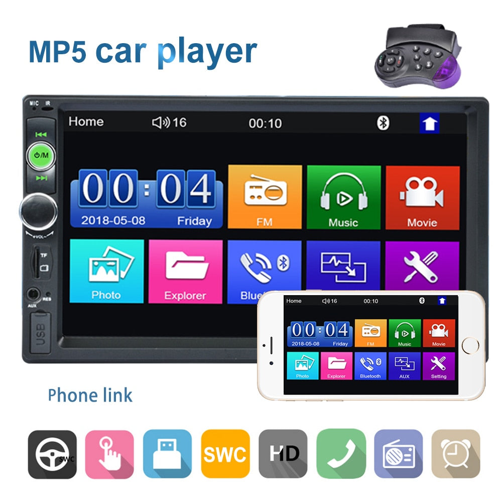 2 Din Car Stereo Bluetooth Autoradio 7" Touch Screen Mirror Link Multimedia Video Player For Toyota KIA Ford VW Skoda