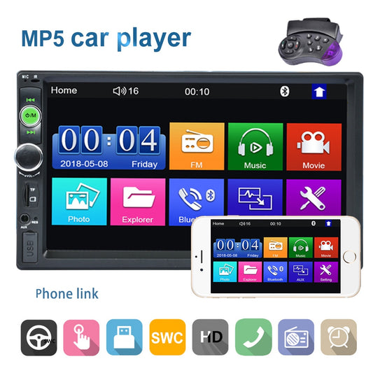 2 Din Car Stereo Bluetooth Autoradio 7" Touch Screen Mirror Link Multimedia Video Player For Toyota KIA Ford VW Skoda