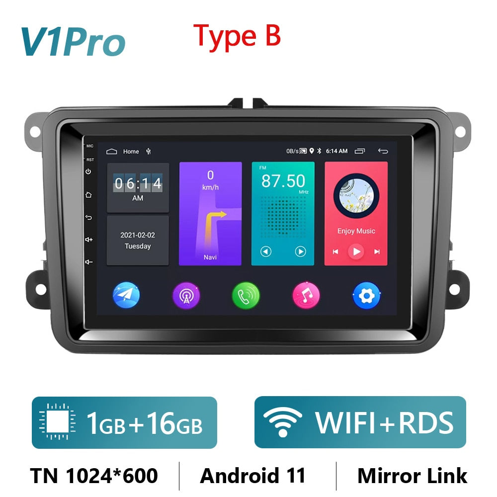 2 Din Android Car Radio GPS 4G WiFi DSP Carplay For VW / Volkswagen Skoda Octavia golf 5 6 touran passat B6 polo Jetta