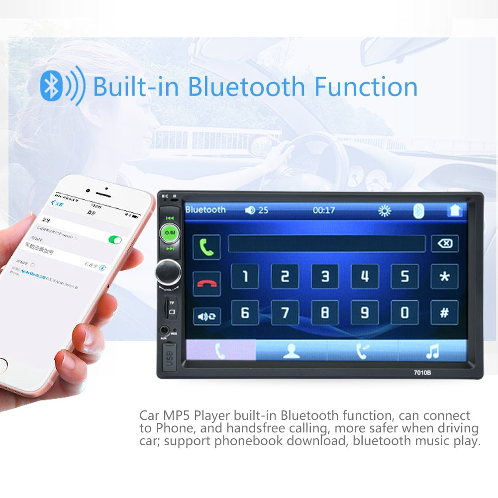 2 Din Car Stereo Bluetooth Autoradio 7" Touch Screen Mirror Link Multimedia Video Player For Toyota KIA Ford VW Skoda