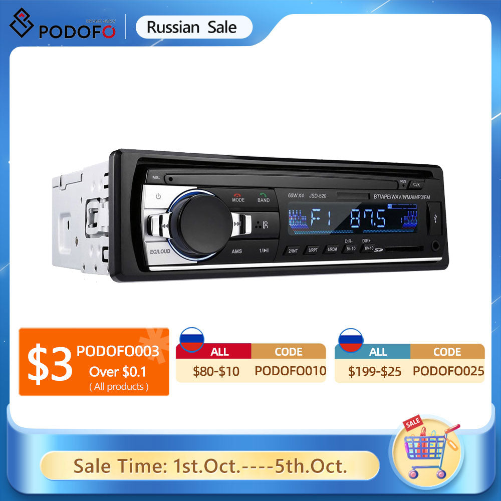 Autoradio 1 Din Bluetooth Radio Car 12V JSD-520 SD AUX-IN MP3 Player FM USB Auto Stereo Audio Stereo In-dash Radio Coche