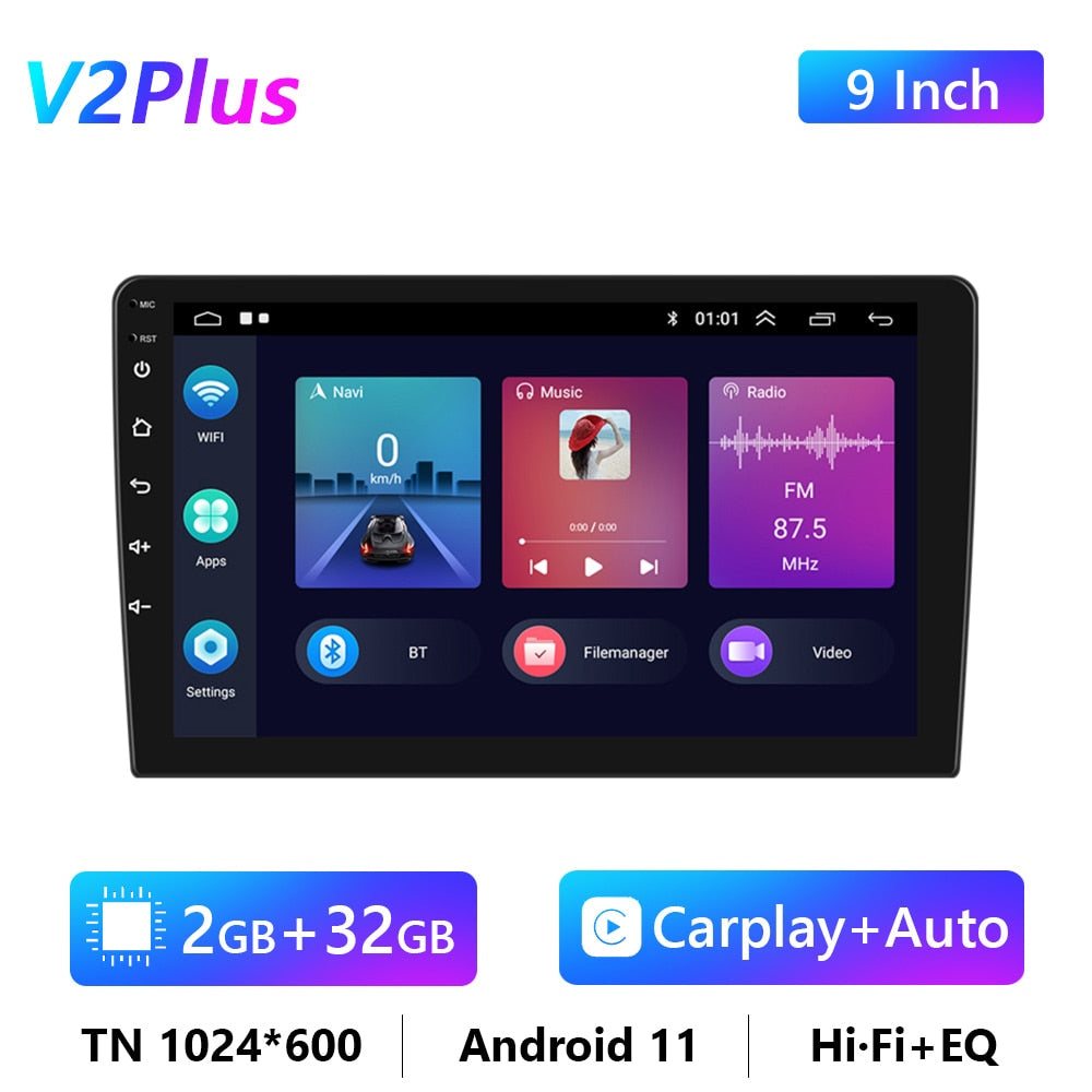 Car Radio 2 Din Android 10/11 GPS Multimedia Player Autoradio 4G For Volkswagen Nissan Toyota Hyundai Kia Ford Focus