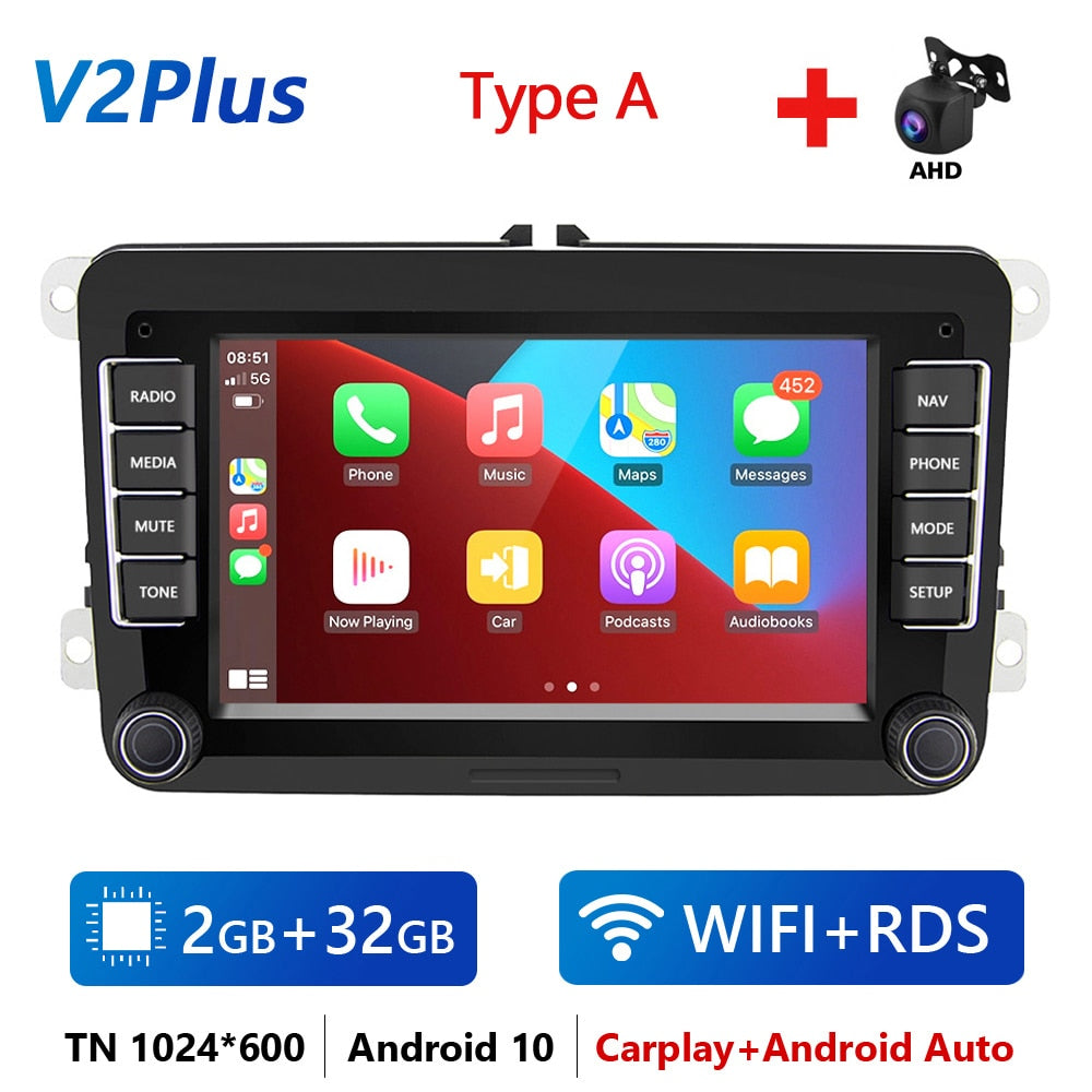 2 Din Android Car Radio GPS 4G WiFi DSP Carplay For VW / Volkswagen Skoda Octavia golf 5 6 touran passat B6 polo Jetta