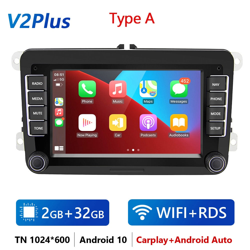 2 Din Android Car Radio GPS 4G WiFi DSP Carplay For VW / Volkswagen Skoda Octavia golf 5 6 touran passat B6 polo Jetta